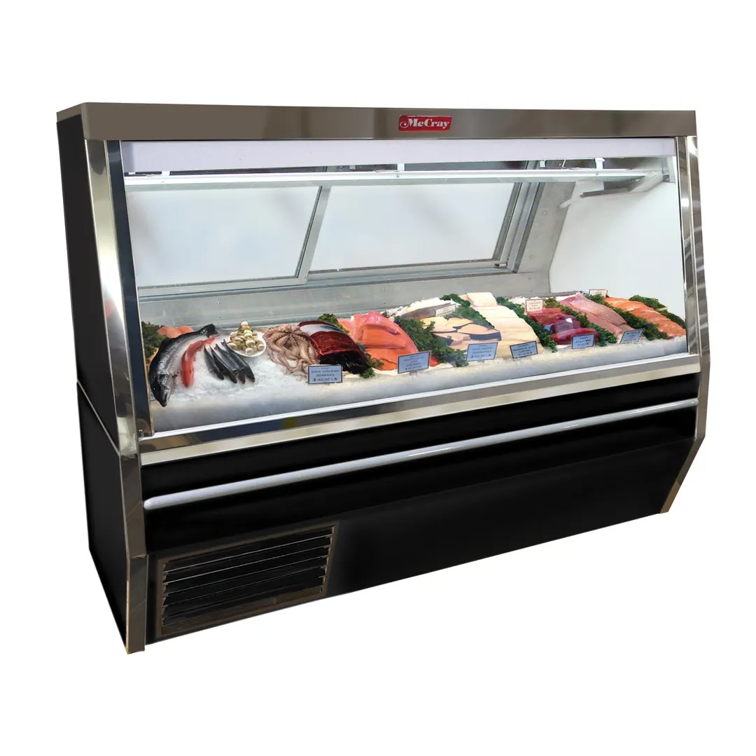 Howard-McCray SC-CFS34N-12-BE-LED 144" Flat Refrigerated Seafood Display Case, Black