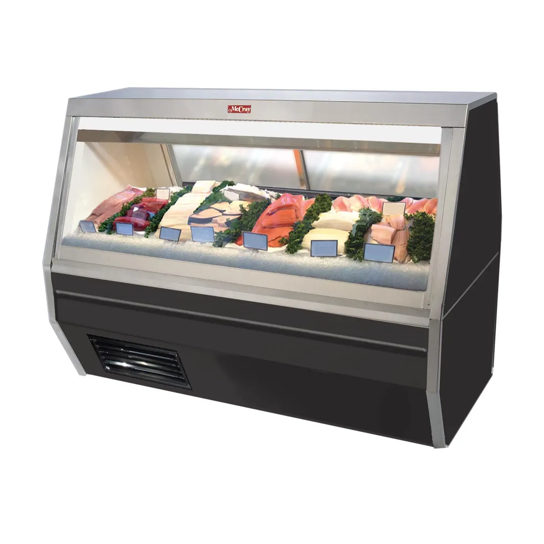 Howard-McCray SC-CFS35-12-BE-LED 143" Flat Refrigerated Seafood Display Case, Black