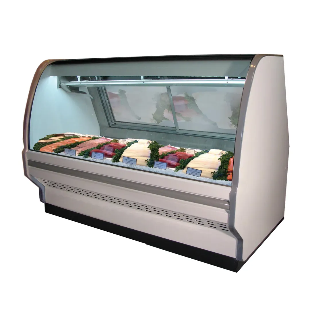 Howard-McCray SC-CFS40E-6C-S-LED 76" Curved Refrigerated Seafood Display Case, Stainless