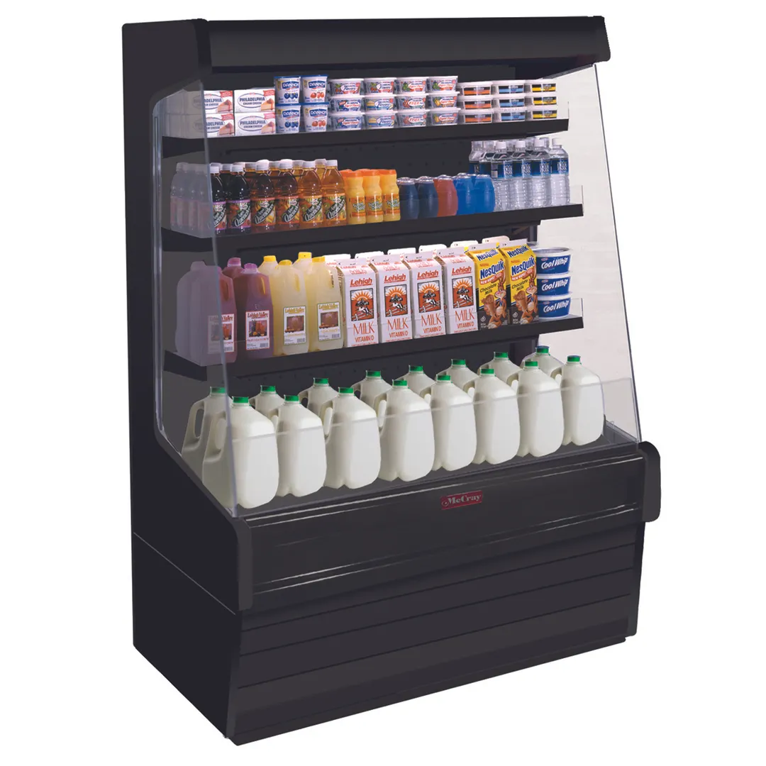 Howard-McCray SC-OD30E-3-SW-B 39" Vertical Multi-Purpose Open Merchandiser in Black, Self-Contained
