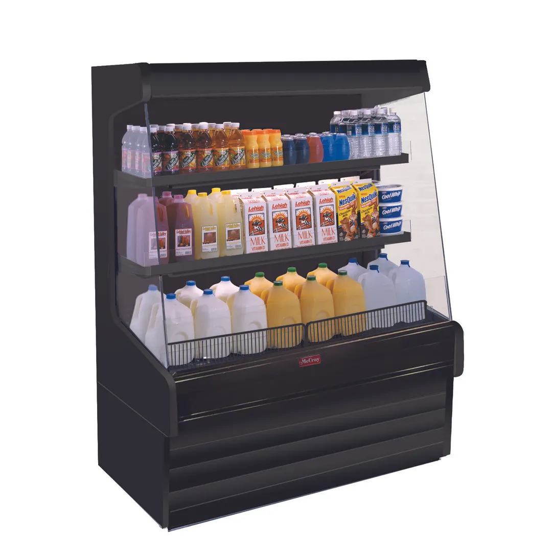 Howard-McCray SC-OD30E-3L-B-LED 39'' Vertical Dairy Open Air Merchandiser in Black, Self-Contained, 2 Shelves, w/ LED Lighting