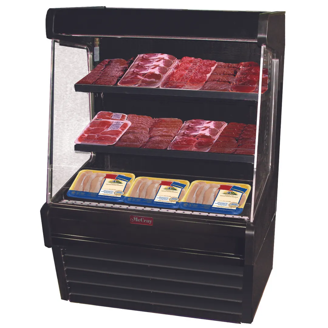Howard-McCray SC-OM30E-6L-B-LED 75'' Vertical Meat Open Merhandiser in Black, Self-Contained