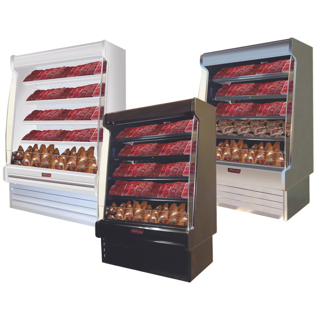 Howard-McCray SC-OM35E-4S-B-LED 51'' Vertical Packaged Meats Open Merhandiser in Black, Self-Contained