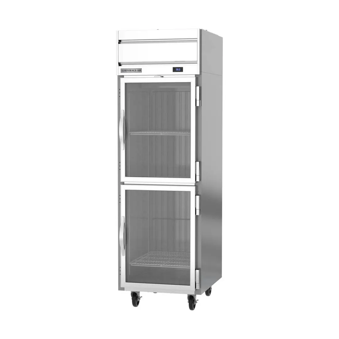 Beverage Air HR1HC-1HG 26" 1-Section Reach-In Refrigerator w/ 2 Glass Half Doors, Top Mount, 1/4 hp, 22 cu. ft.