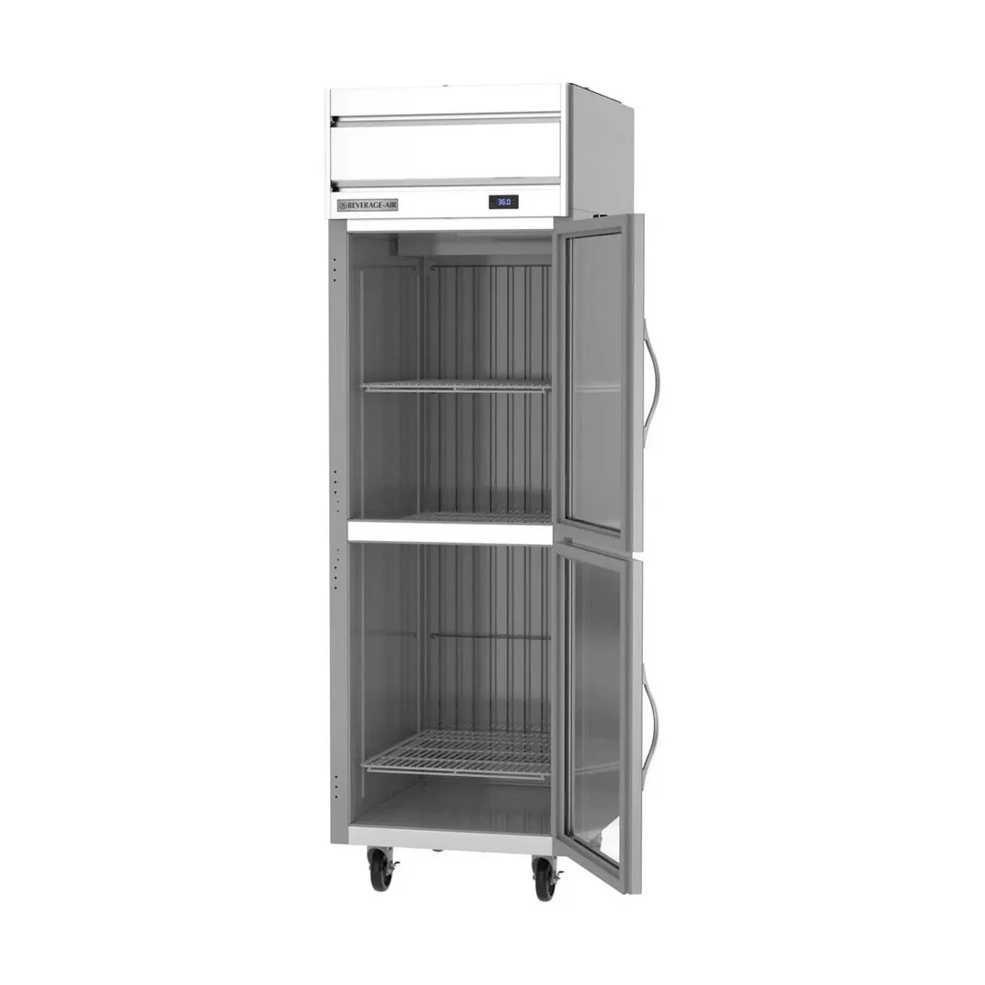 Beverage Air HR1HC-1HG 26" 1-Section Reach-In Refrigerator w/ 2 Glass Half Doors, Top Mount, 1/4 hp, 22 cu. ft.