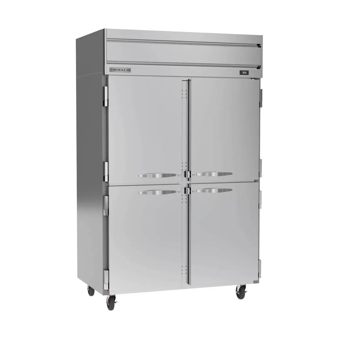 Beverage Air HR2HC-1HS 52" 2-Section Reach-In Refrigerator w/ 4 Solid Half Doors, Top Mounted, 1/3 hp, 47 cu. ft.