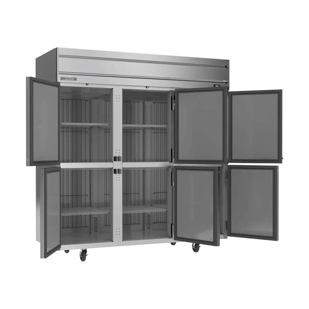 Beverage Air HR3HC-1HS 78" 3-Section Reach-In Refrigerator w/ 6 Solid Half Doors, Top Mounted, 1/3 hp, 71.5 cu. ft.