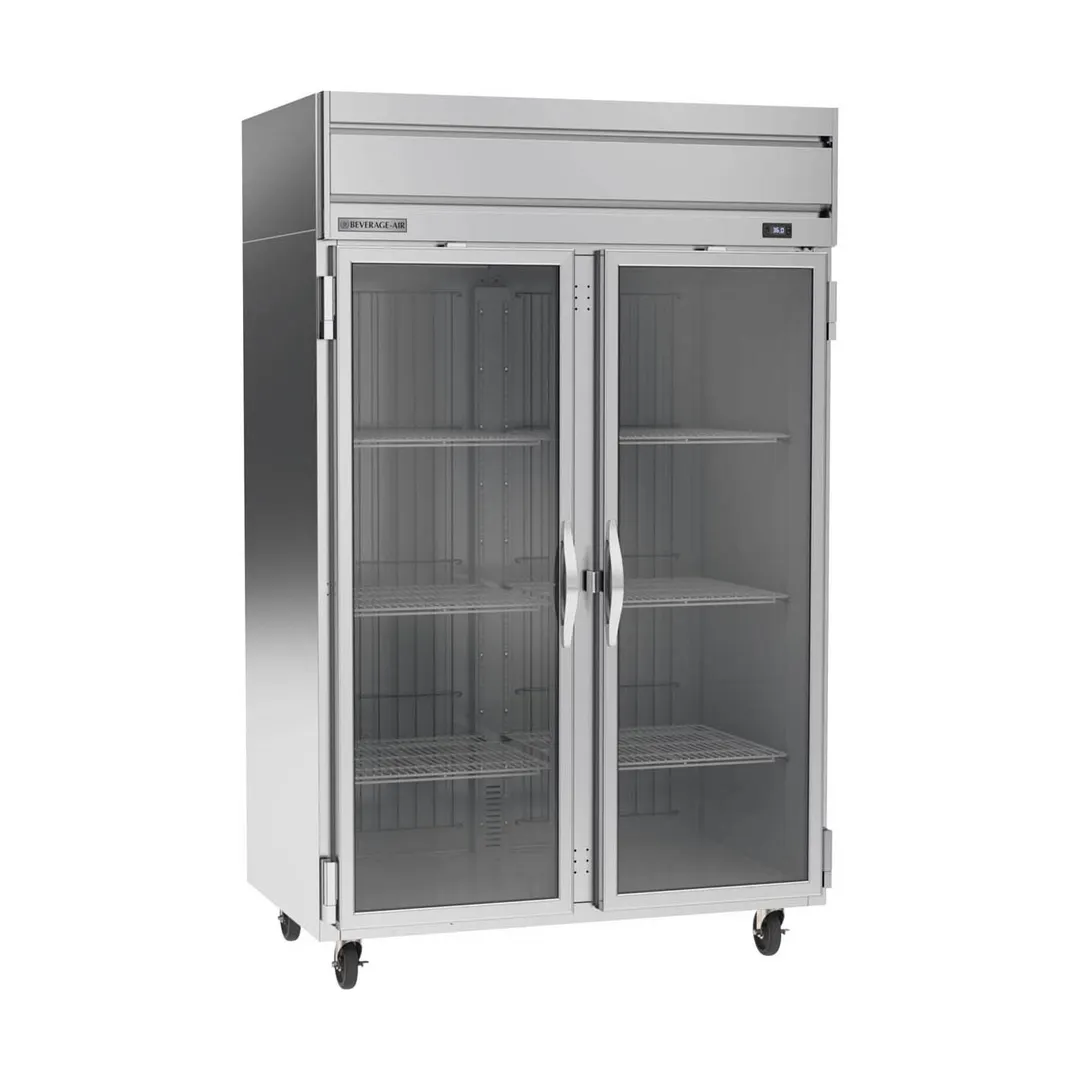 Beverage Air HRP2HC-1G 52" 2-Section Reach-In Refrigerator w/ 2 Glass Full Doors, Top Mounted, 1/3 hp, 47 cu. ft.