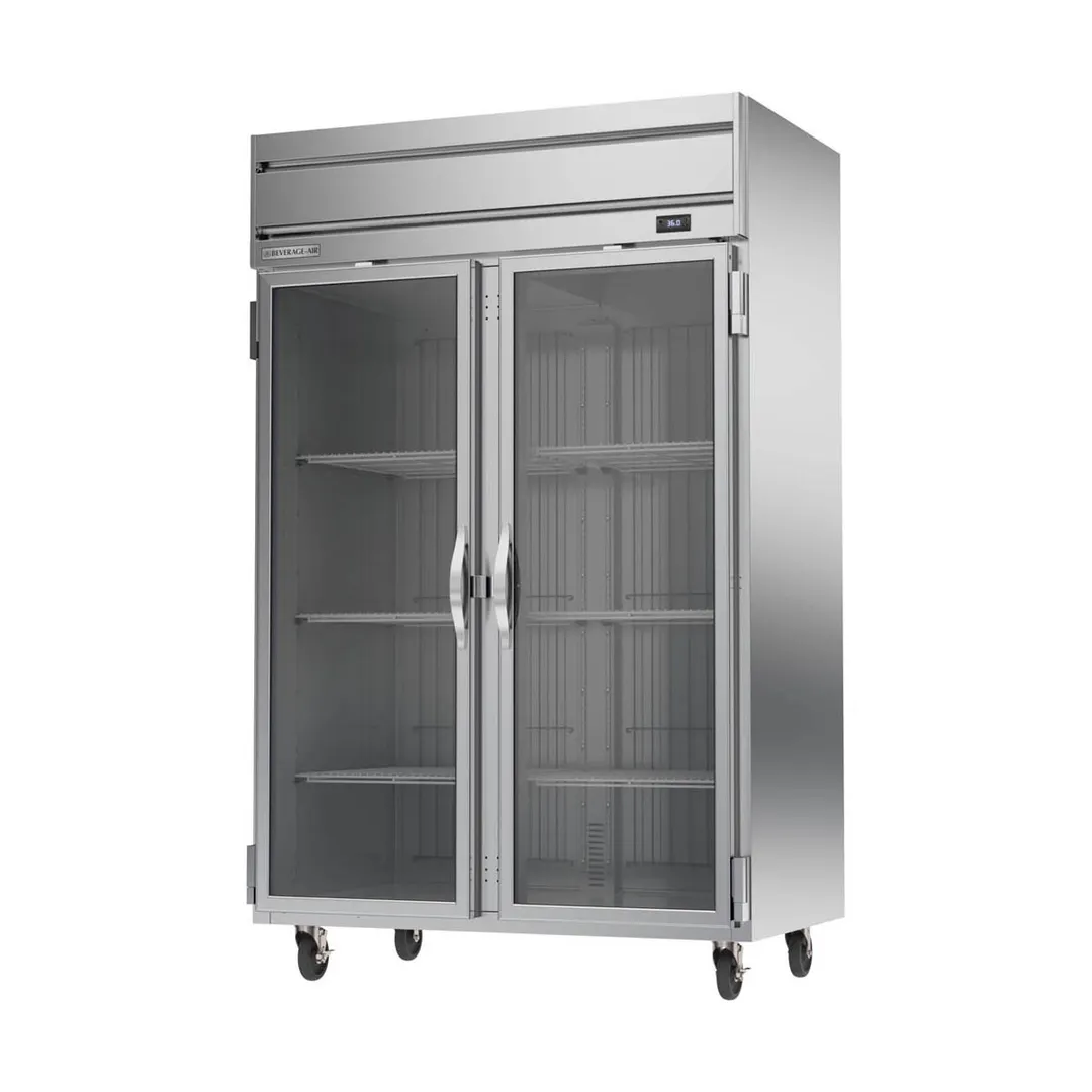 Beverage Air HRP2HC-1G 52" 2-Section Reach-In Refrigerator w/ 2 Glass Full Doors, Top Mounted, 1/3 hp, 47 cu. ft.