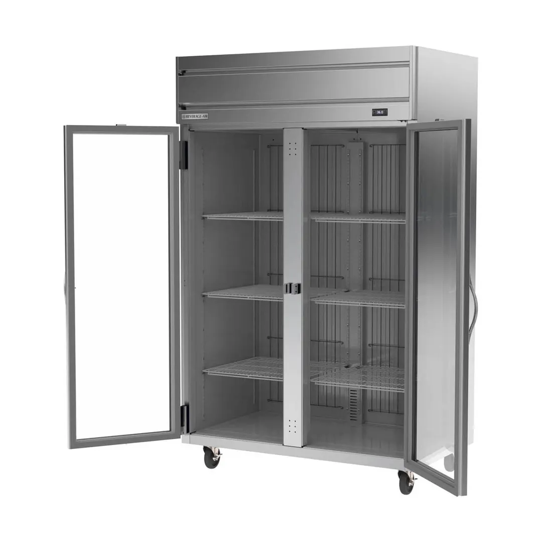 Beverage Air HRP2HC-1G 52" 2-Section Reach-In Refrigerator w/ 2 Glass Full Doors, Top Mounted, 1/3 hp, 47 cu. ft.