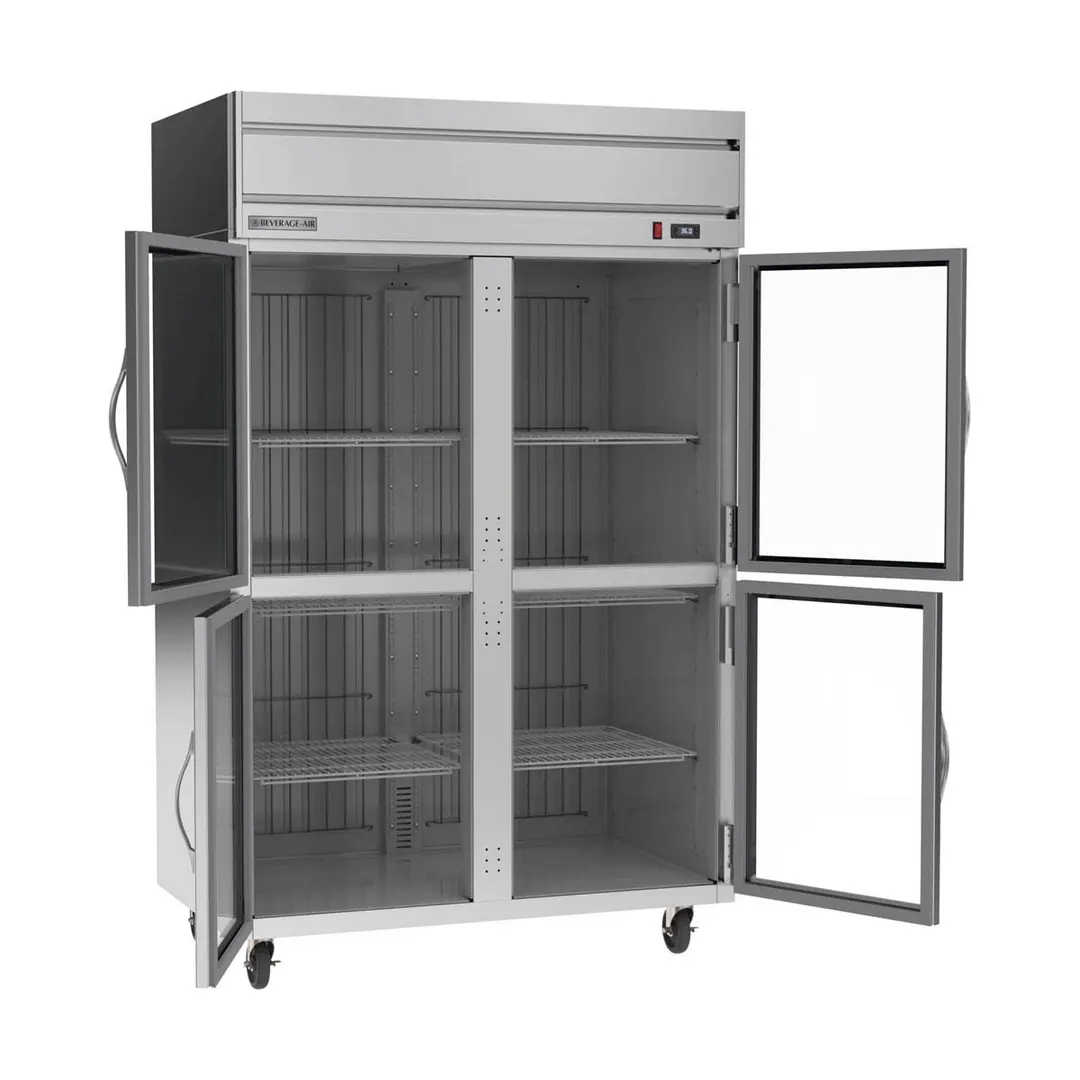Beverage Air HRP2HC-1HG, 52" 2-Section Reach-In Refrigerator w/ 4 Glass Half Doors, Top Mounted, 1/3 hp, 47 cu. ft.
