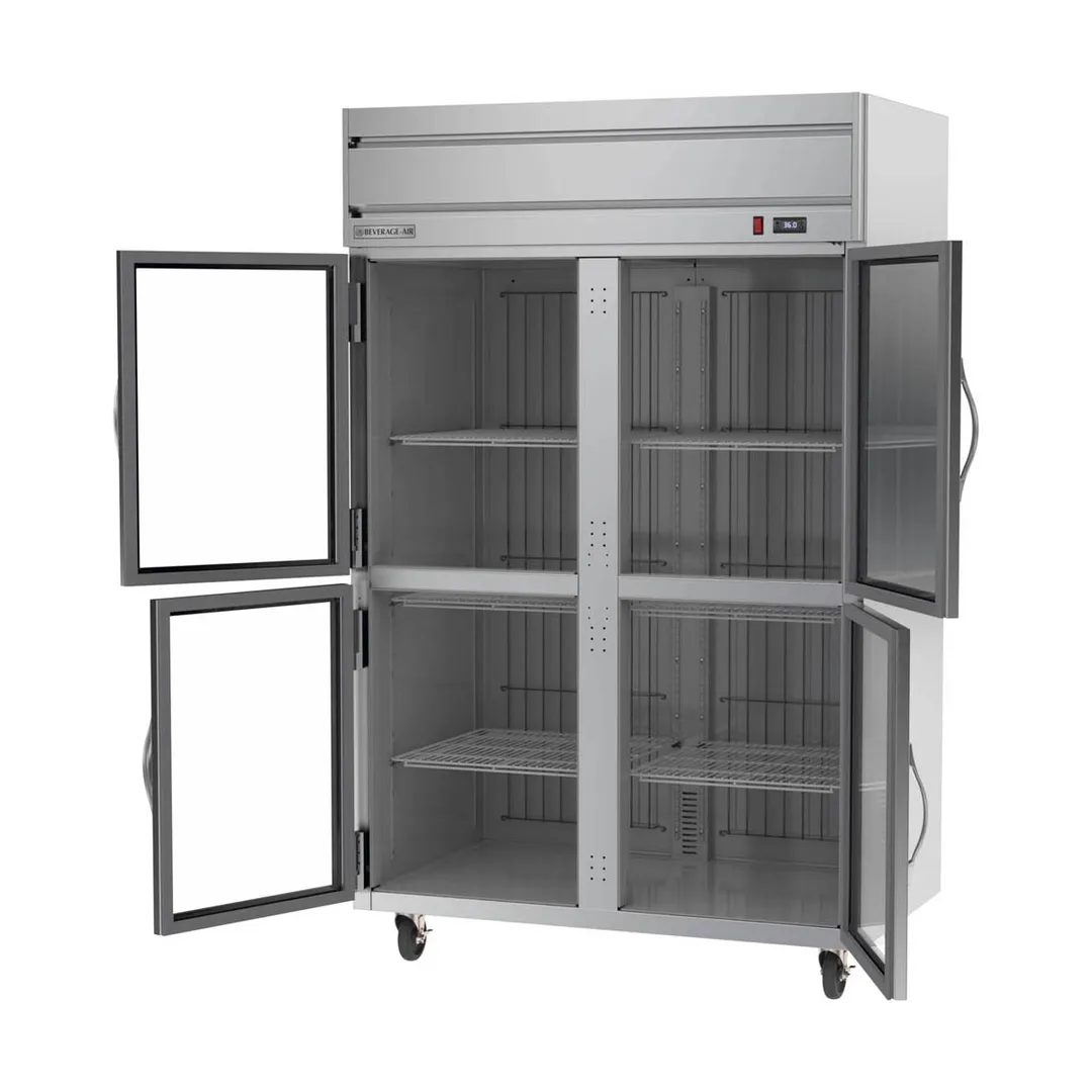 Beverage Air HRP2HC-1HG, 52" 2-Section Reach-In Refrigerator w/ 4 Glass Half Doors, Top Mounted, 1/3 hp, 47 cu. ft.