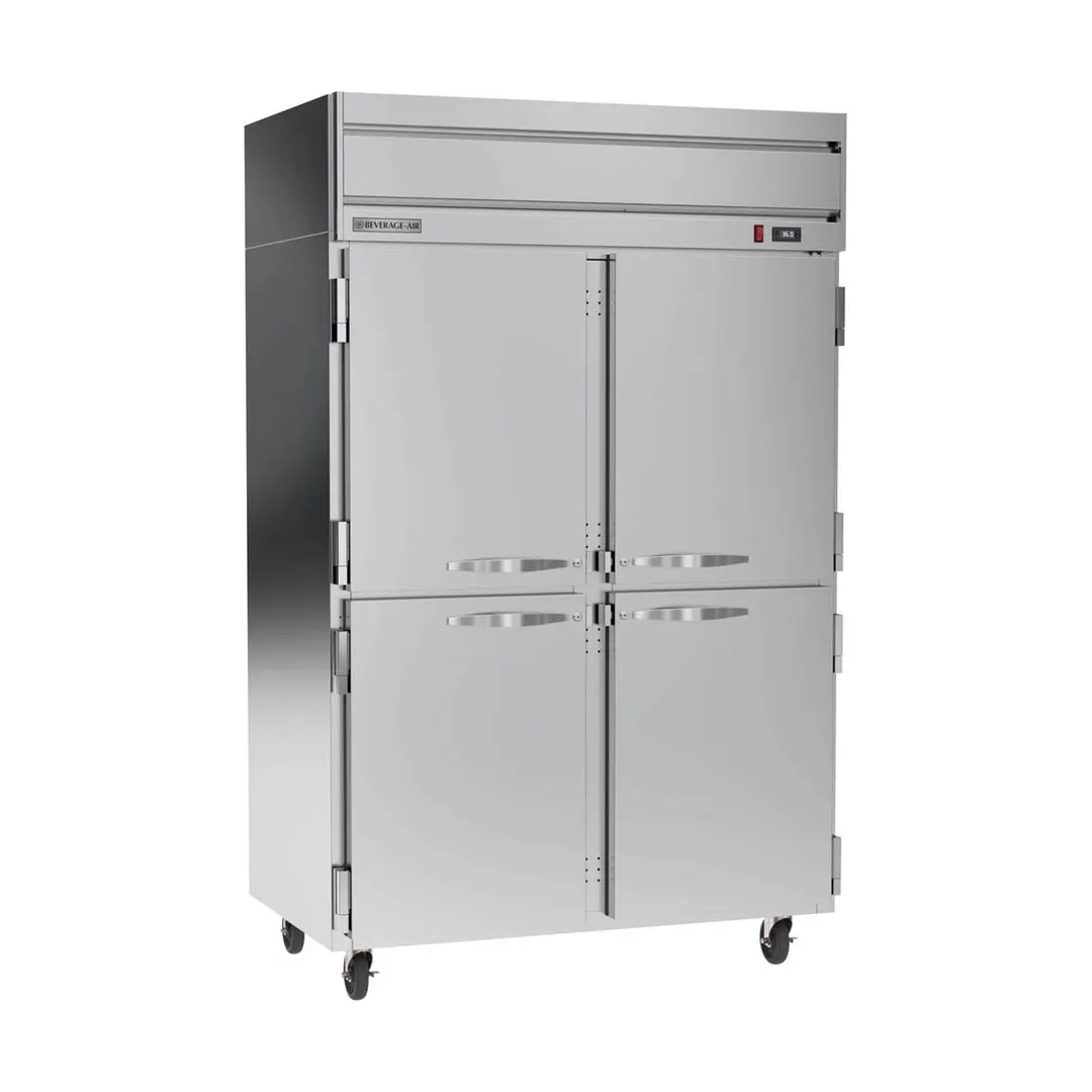 Beverage Air HRP2HC-1HS 52" 2-Section Reach-In Refrigerator w/ 4 Solid Half Doors, Top Mounted, 1/3 hp, 47 cu. ft.
