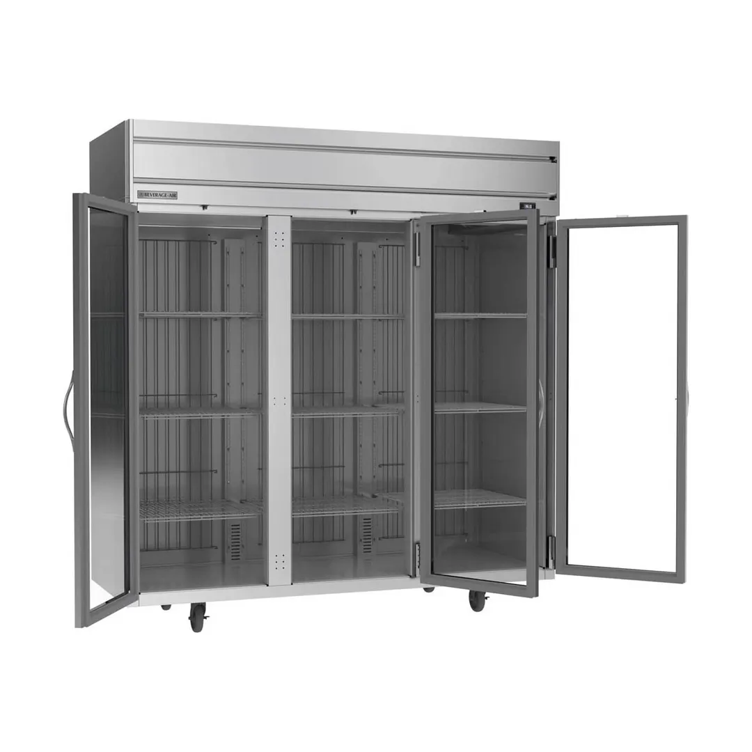 Beverage Air HRP3HC-1G 78" 3-Section Reach-In Refrigerator w/ 3 Glass Full Doors, Top Mounted, 1/3 hp, 71.5 cu. ft.
