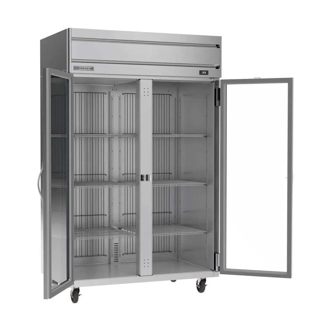 Beverage Air HRPS2HC-1G 52" 2-Section Reach-In Refrigerator w/ 2 Glass Doors, Top Mounted, 1/3 hp, 47 cu. ft.