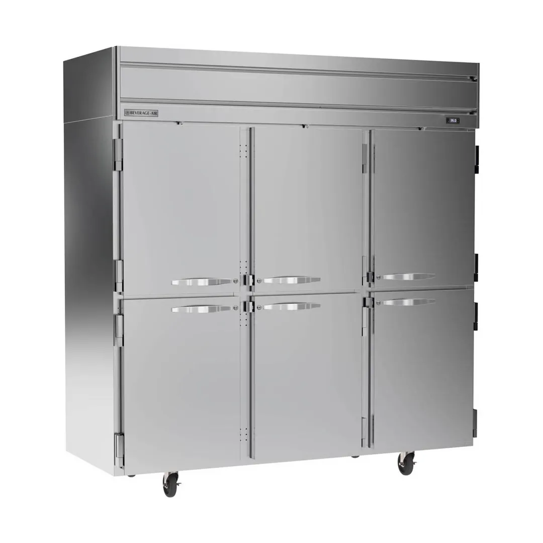 Beverage Air HRPS3HC-1H 78"  3-Section Reach-In Refrigerator w/ 6 Solid Half Doors, Top Mounted, 1/3 hp, 71.5 cu. ft.