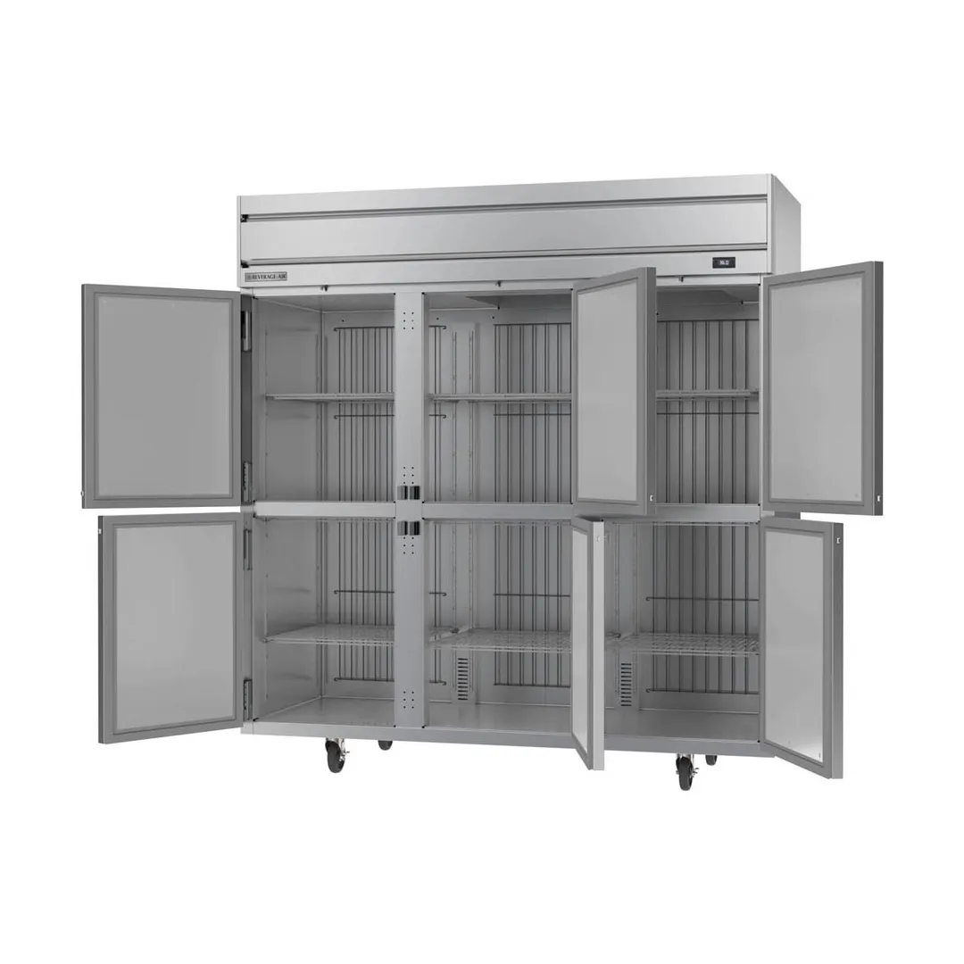 Beverage Air HRPS3HC-1H 78"  3-Section Reach-In Refrigerator w/ 6 Solid Half Doors, Top Mounted, 1/3 hp, 71.5 cu. ft.