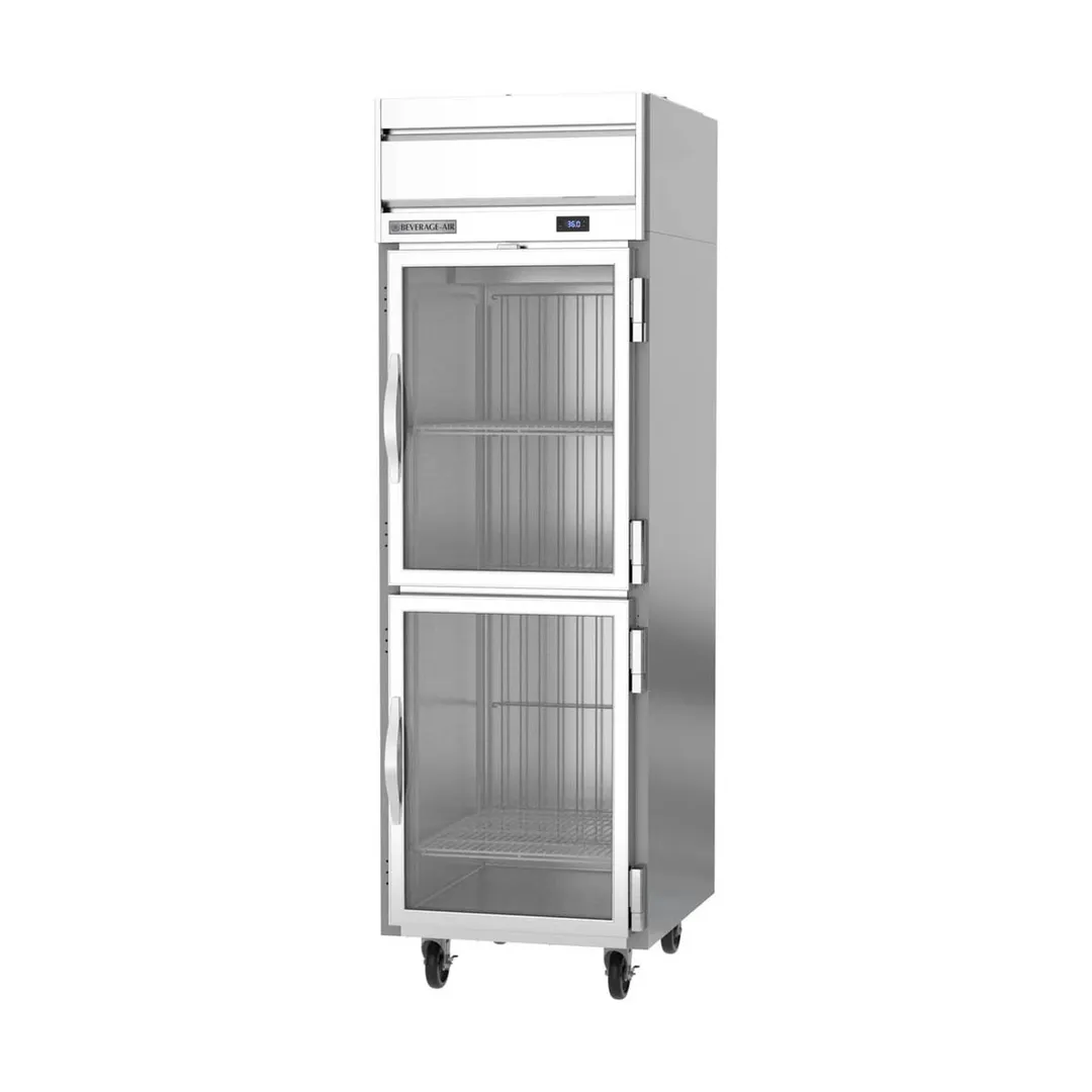 Beverage Air HRS1HC-1HG 26" 1-Section Reach-In Refrigerator w/ 2 Glass Half Doors, Top Mounted, 1/4 hp, 22.3 cu. ft.