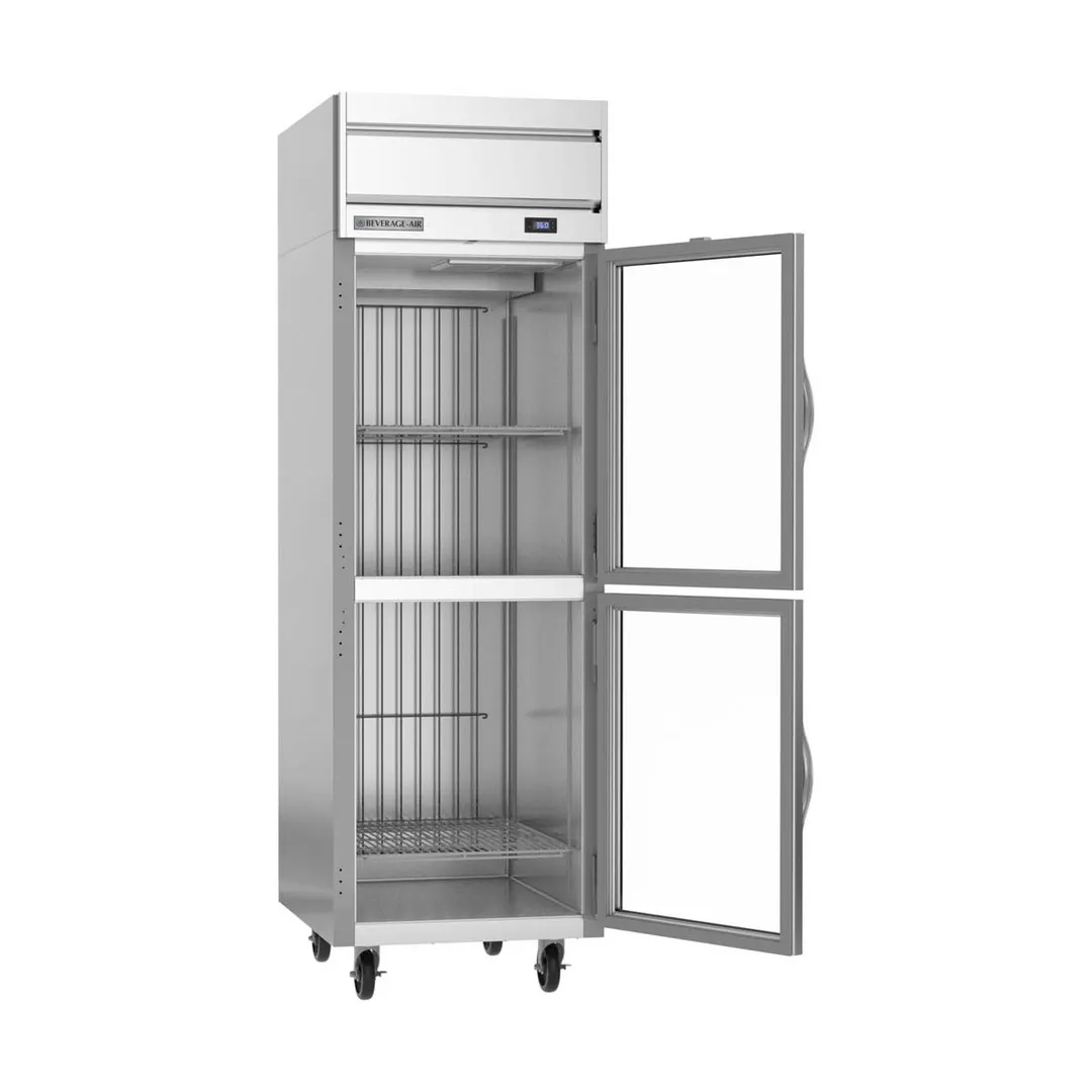 Beverage Air HRS1HC-1HG 26" 1-Section Reach-In Refrigerator w/ 2 Glass Half Doors, Top Mounted, 1/4 hp, 22.3 cu. ft.