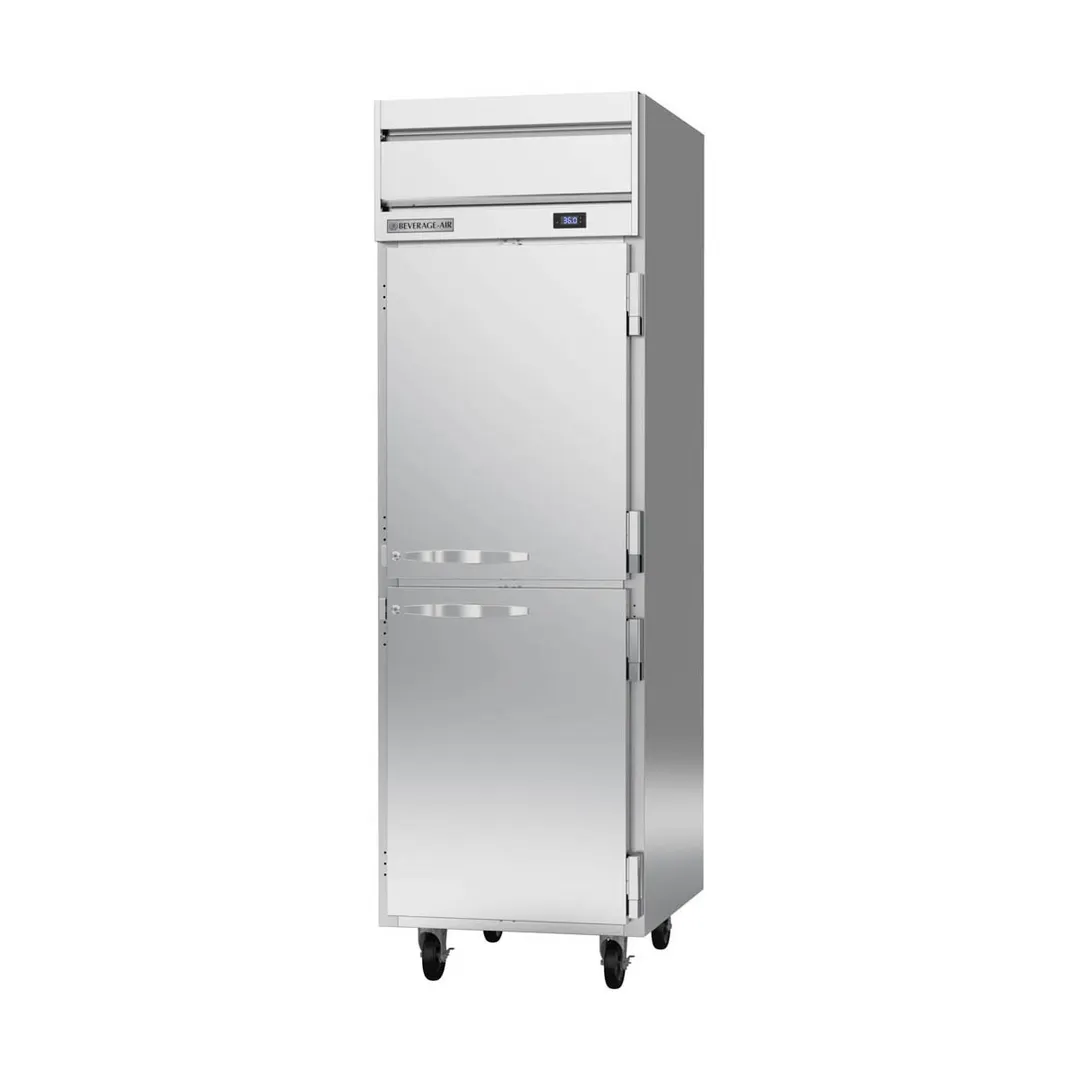 Beverage Air HRS1HC-1HS 26" 1-Section Reach-In Refrigerator w/ 2 Solid Half Doors, Top Mounted, 1/4 hp, 21 cu. ft.