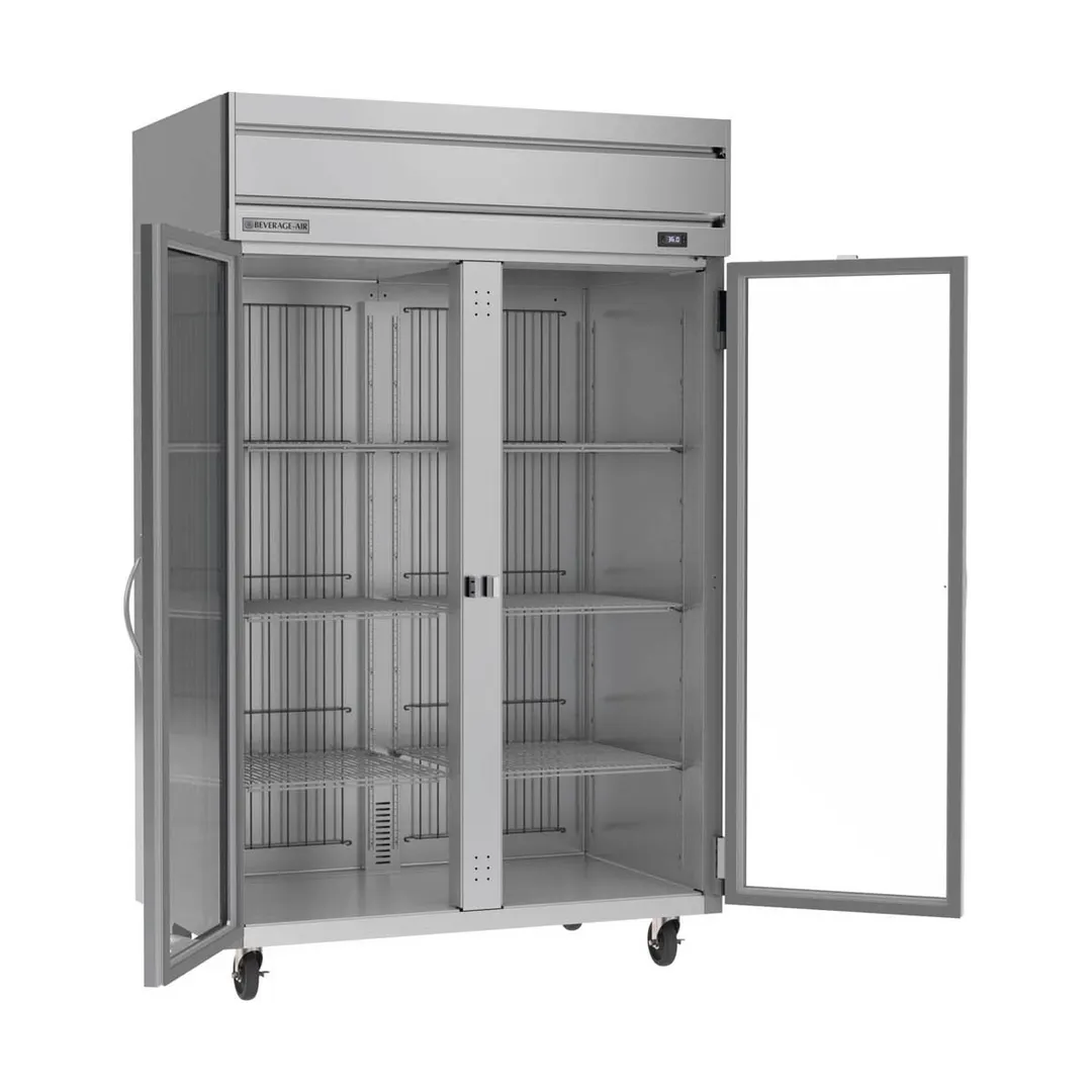 Beverage Air HRS2HC-1G 2-Section Reach-In Refrigerator w/ 2 Glass Full Doors, Top Mounted, 1/3 hp, 47 cu. ft.