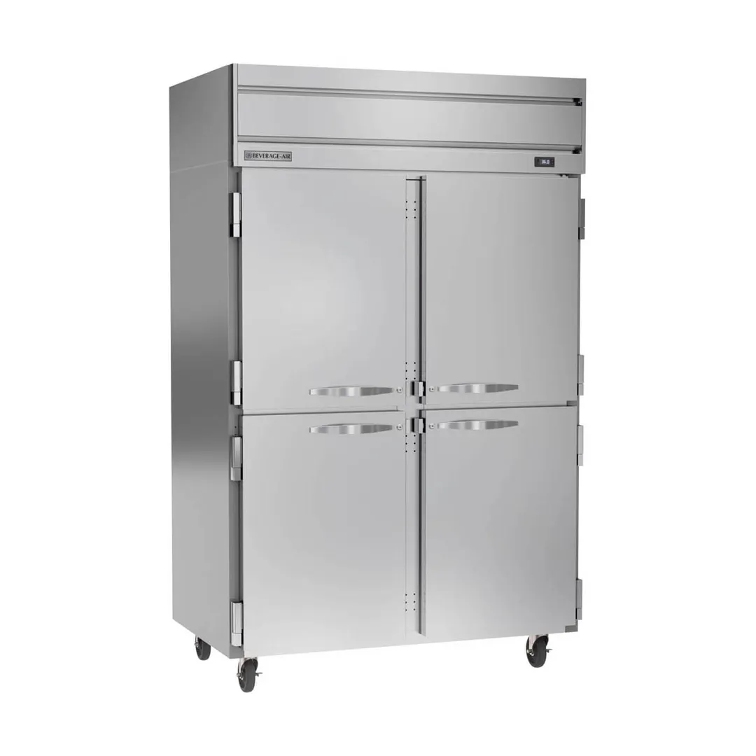 Beverage Air HRS2HC-1HS 52" 2-Section Reach-In Refrigerator w/ 4 Solid Half Doors, Top Mounted, 1/3 hp, 47 cu. ft.