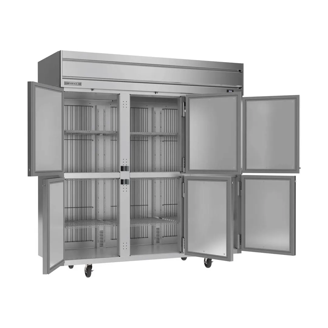 Beverage Air HRS3HC-1HS 78" 3-Section Reach-In Refrigerator w/ 6 Solid Half Doors, Top Mounted, 1/3 hp, 71.5 cu. ft.