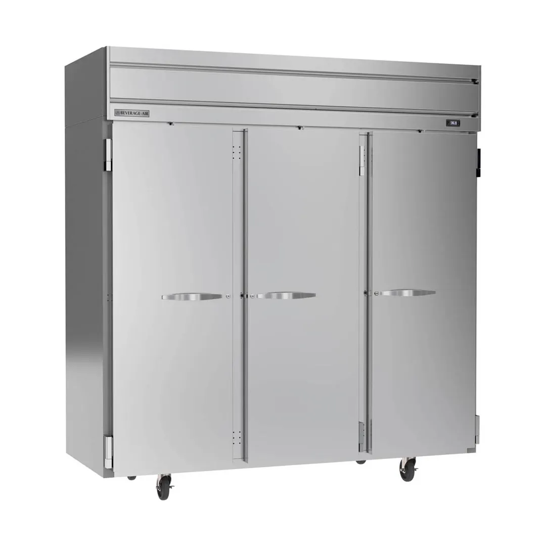 Beverage Air HRS3HC-1S 78" 3-Section Reach-In Refrigerator w/ 3 Solid Full Doors, Top Mounted, 1/3 hp, 71.5 cu. ft.