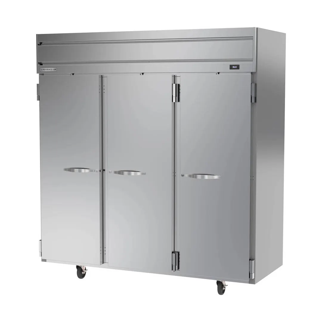 Beverage Air HRS3HC-1S 78" 3-Section Reach-In Refrigerator w/ 3 Solid Full Doors, Top Mounted, 1/3 hp, 71.5 cu. ft.