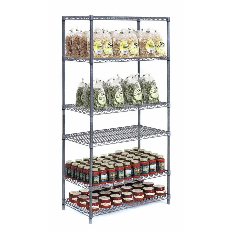 Hubert 10684 NSF Mobile Flint Metal 4-Shelf Wire Shelving Unit - 60"L x 18"D x 80"H