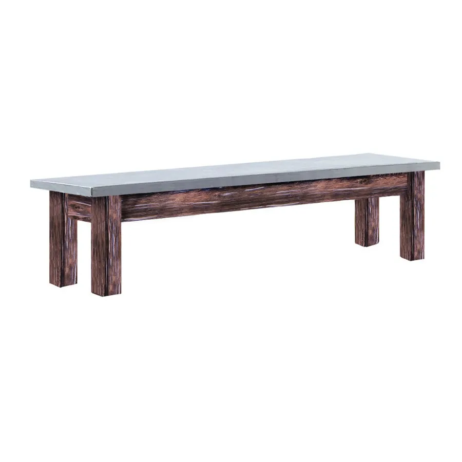 Hubert 11289 Rectangular Nesting Table, 38" x 10", Galvanized Metal Top, Poplar Wood Frame, Rustic Brown