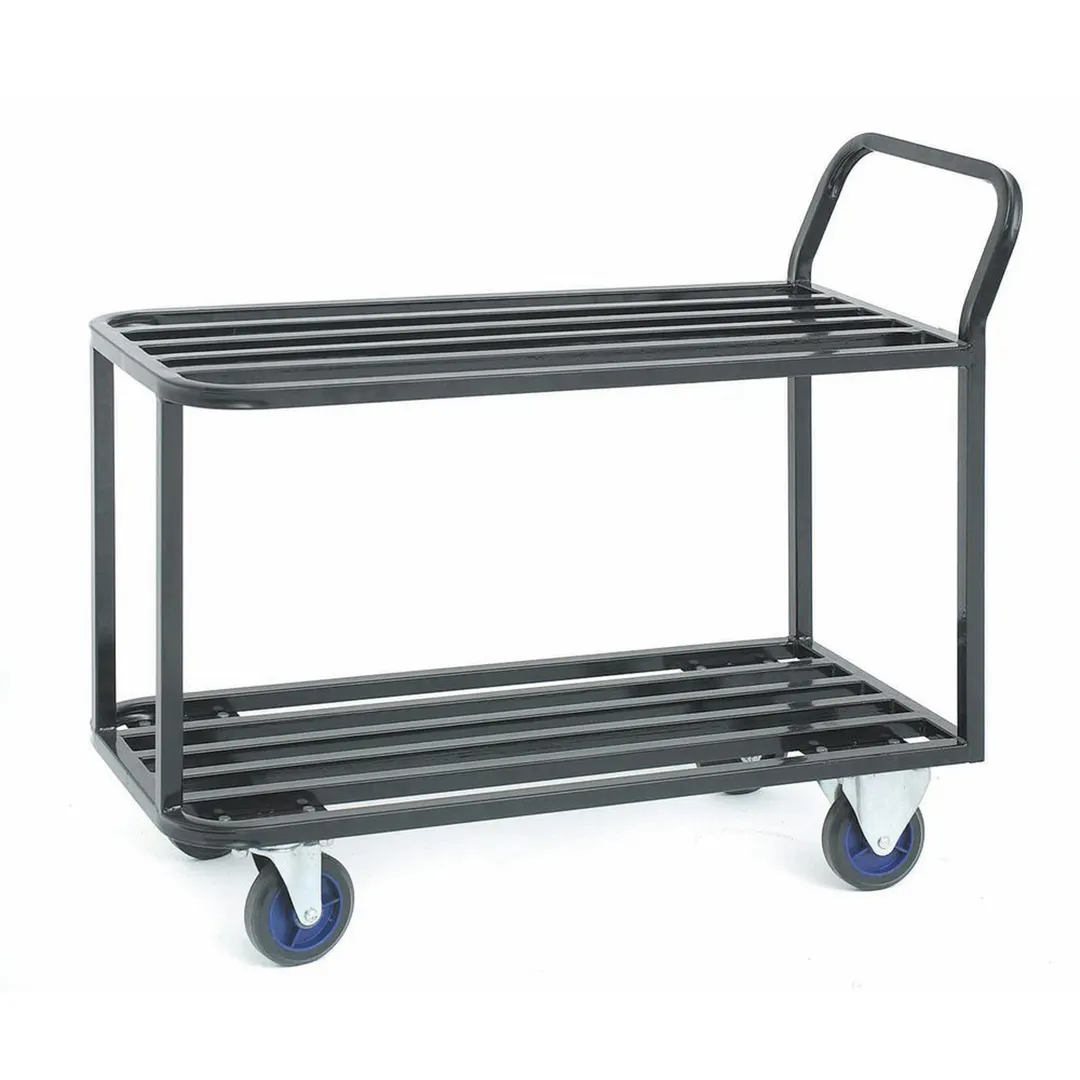 Hubert 14487 Powder-Coated Tubular Steel 2-Shelf Stocking Cart 