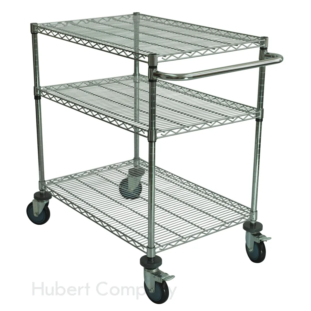 Hubert 14558 3-Shelf Wire Cart w/ 750 Lb. Capacity - 24" X 36" X 39-1/2"H