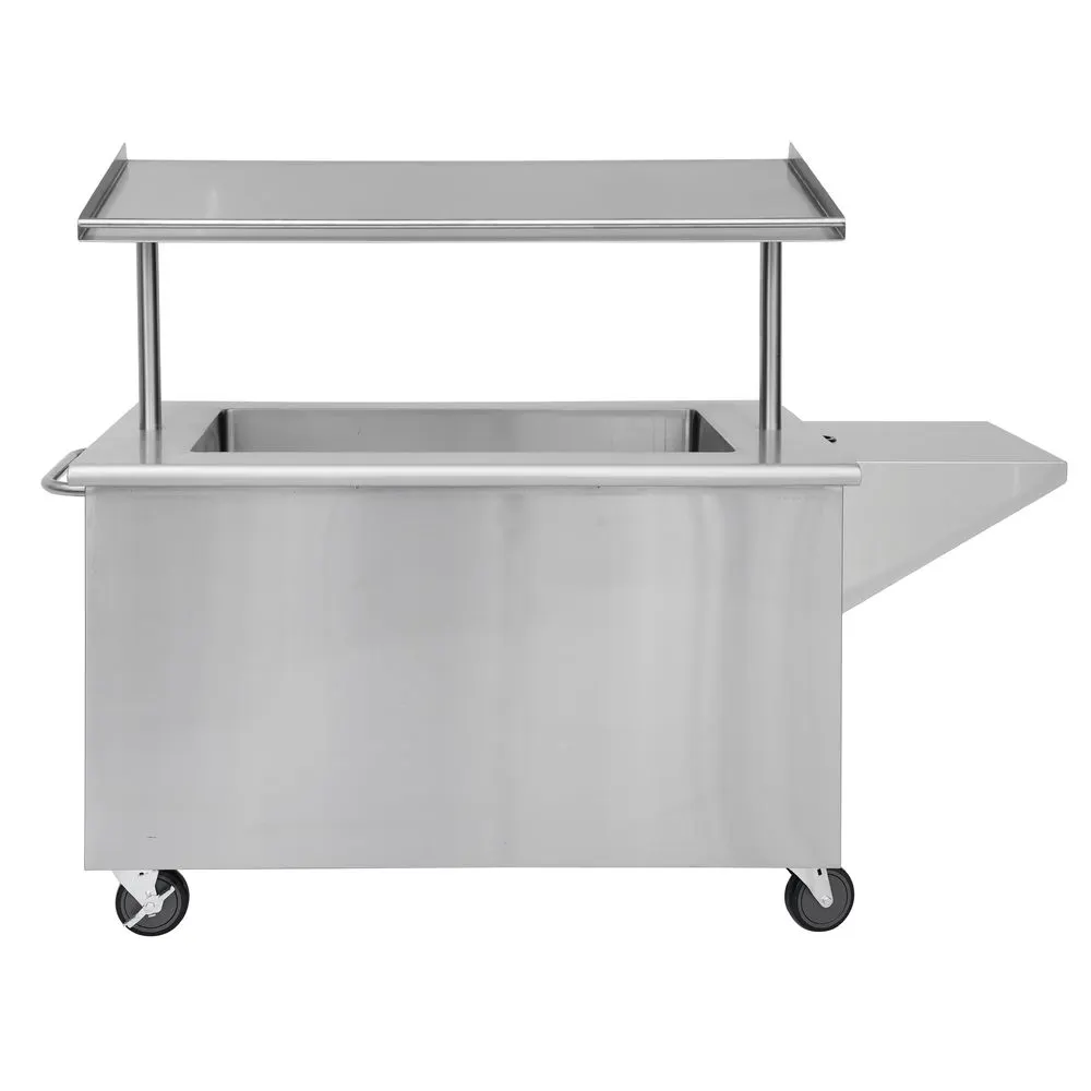Hubert 16754 Stainless Steel Mobile Convenience Cart w/ (3) Full-Size Pans