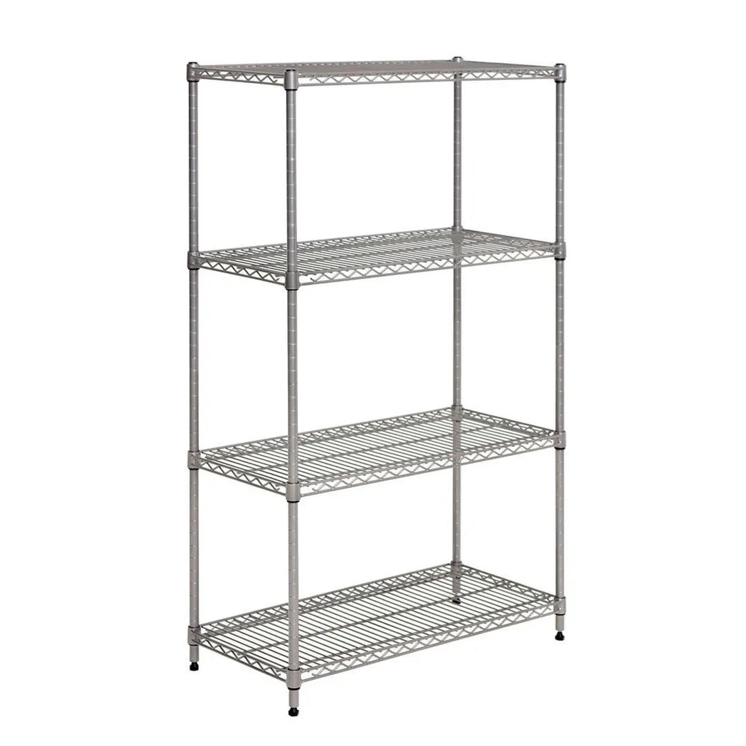 Hubert 19247 Stationary 4-Shelf Chrome Plated Wire Shelving Unit - 60"W x 24"D x 72"H