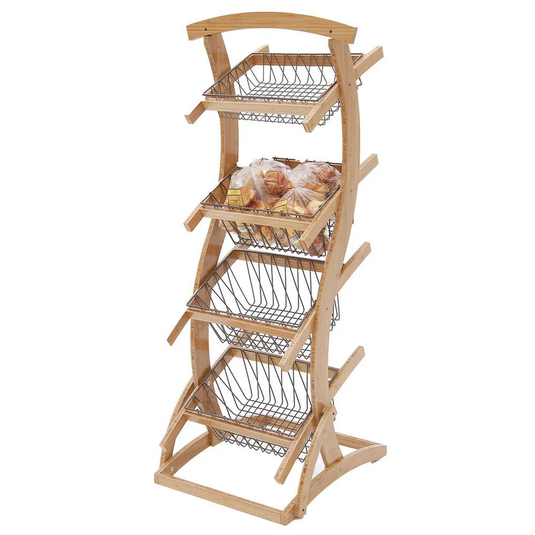 Hubert 24246 Wood 4-Tier Merchandising & Display Rack / Cart - 25-1/2" x 22-3/4" x 61"H