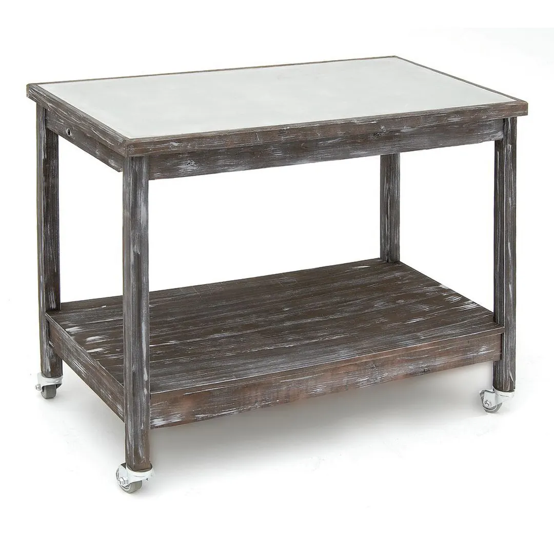 Hubert 28839 Table - 48" x 24" x 37" H, Rectangular 2-Shelf, 22-1/2" Spacing, Top, Pine Rustic Brown