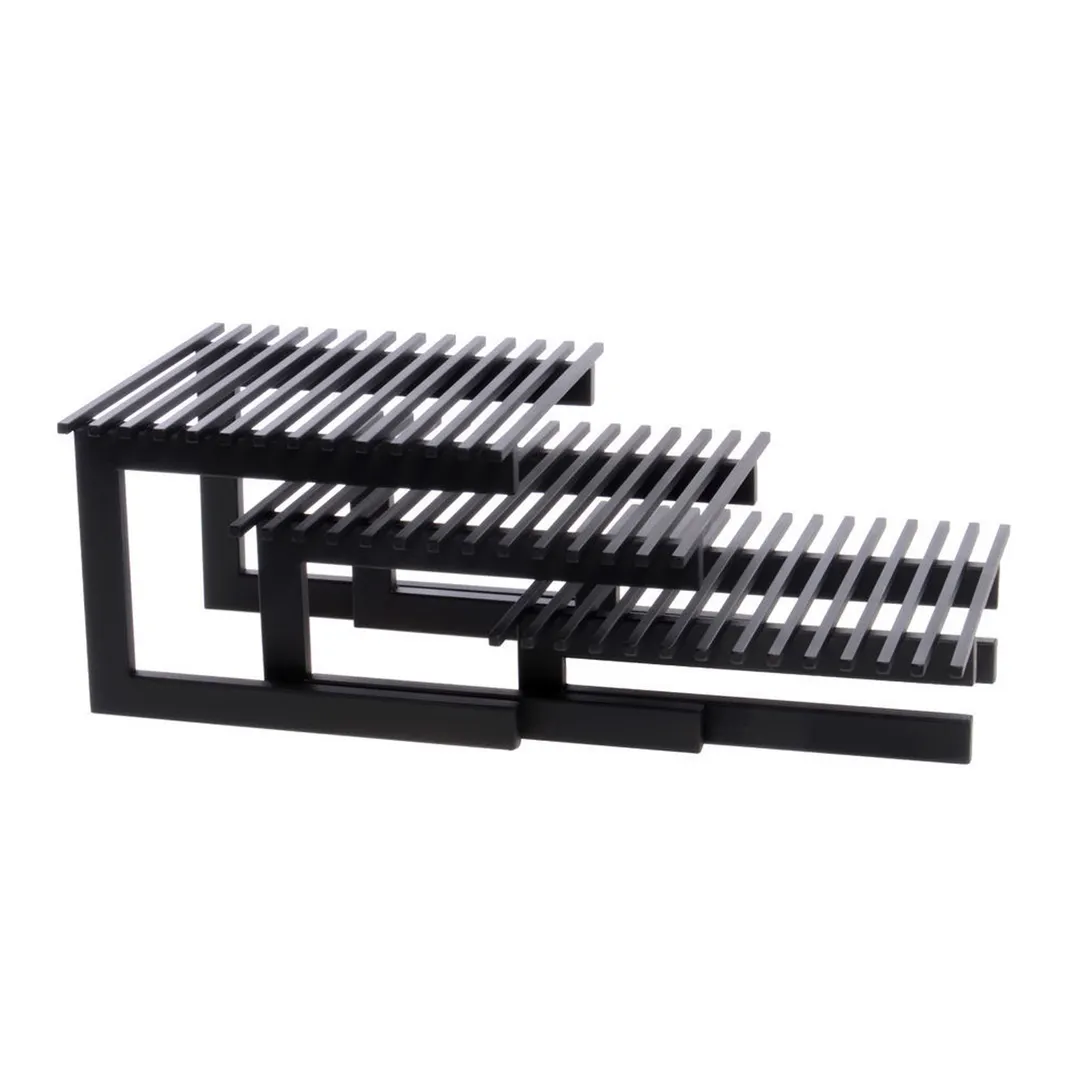 Hubert 28909 3‑Step Display Riser 10" Square Black Metal Set