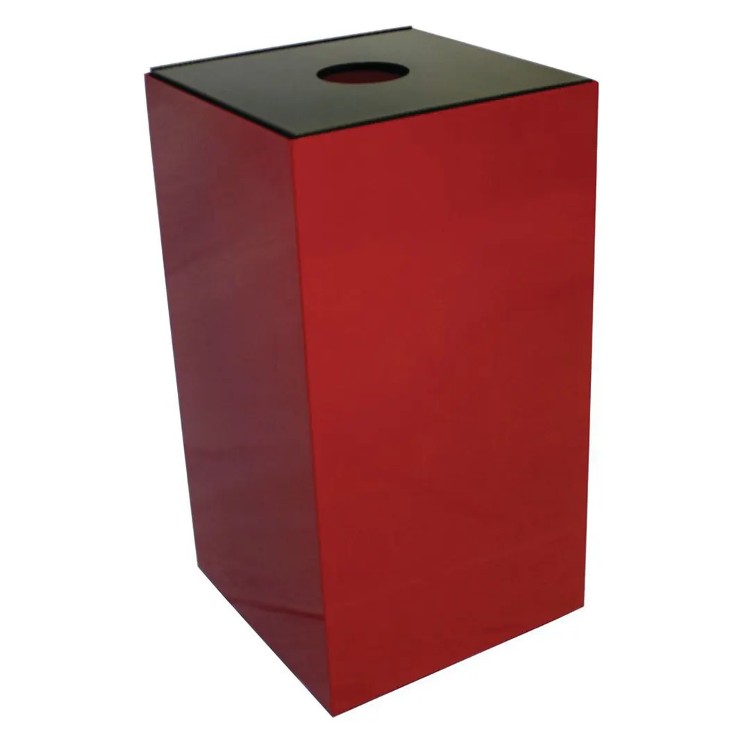 Hubert 38286 Recycling Squared Container, 32 Gallon, 15" x 15" x 32"H, Square, Red, Steel