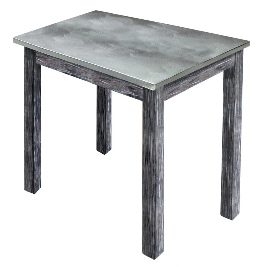 Hubert 41476 Rectangular Nesting Table, 24" x 20", Galvanized Metal Top, Poplar Wood Frame, Rustic Grey