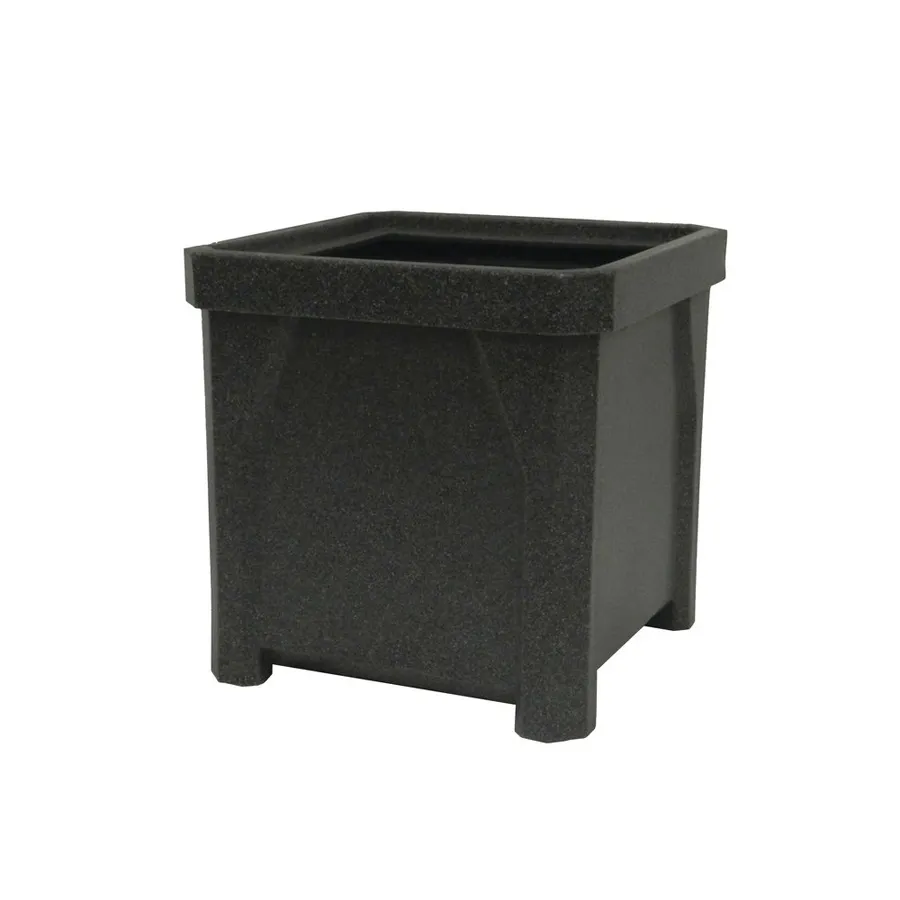 Hubert 46037 Square Outdoor Planter, 16" x 16" x 16"H, Polyethylene, Grey Granite Finish