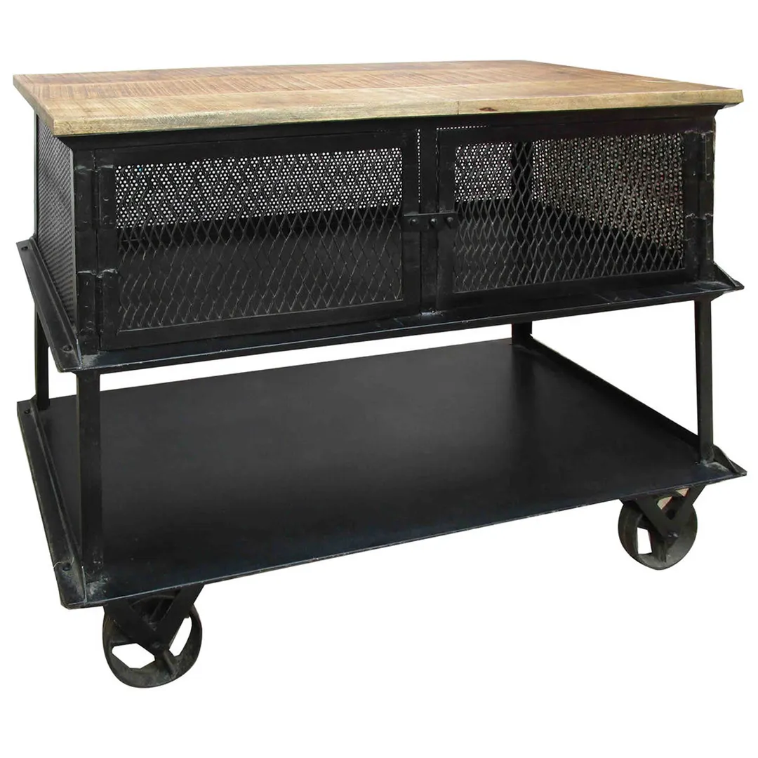 Hubert 59911 Black Iron Mobile 3-Shelf Industrial Cart - 39" x 15 1/2" x 31 1/2"