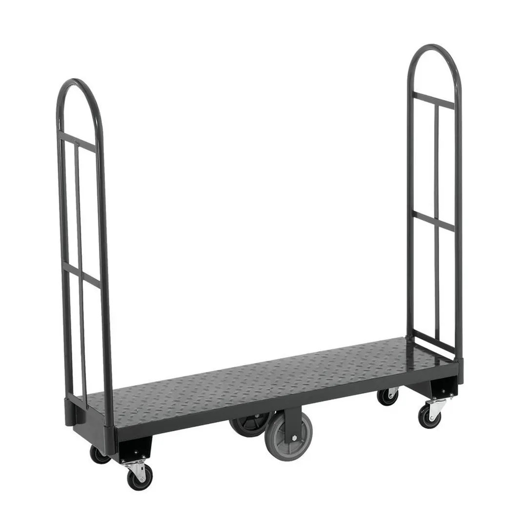 Hubert 63644 Heavy Duty U-Boat Platform Truck, 60x16, 2500 lbs, Steel Frame, Grey Finish