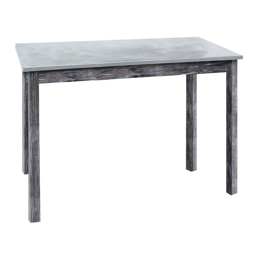 Hubert 67844 Rectangular Nesting Table, 34" x 20", Galvanized Metal Top, Poplar Wood Frame, Rustic Grey