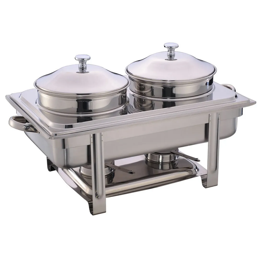 Hubert 69567 Soup Chafer - 2-2/5" x 13-4/5" x 14" H, Steel, Two 4-4/5 qt Containers, Water Pan