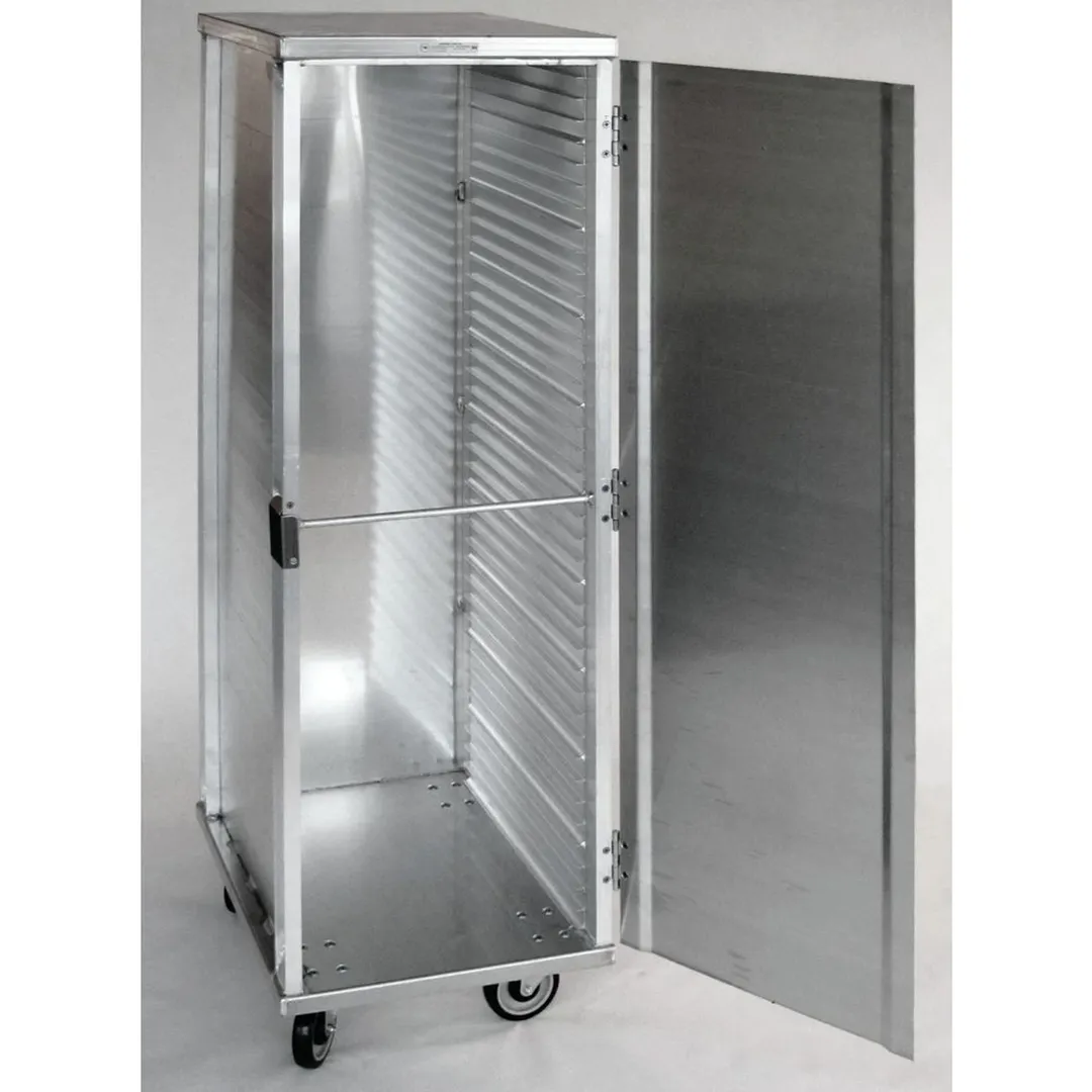 Hubert 70526 40 Pan Full Height Aluminum Bun / Food Pan Enclosed Mobile Cabinet w/ 1-1/2" Bottom Load Slides
