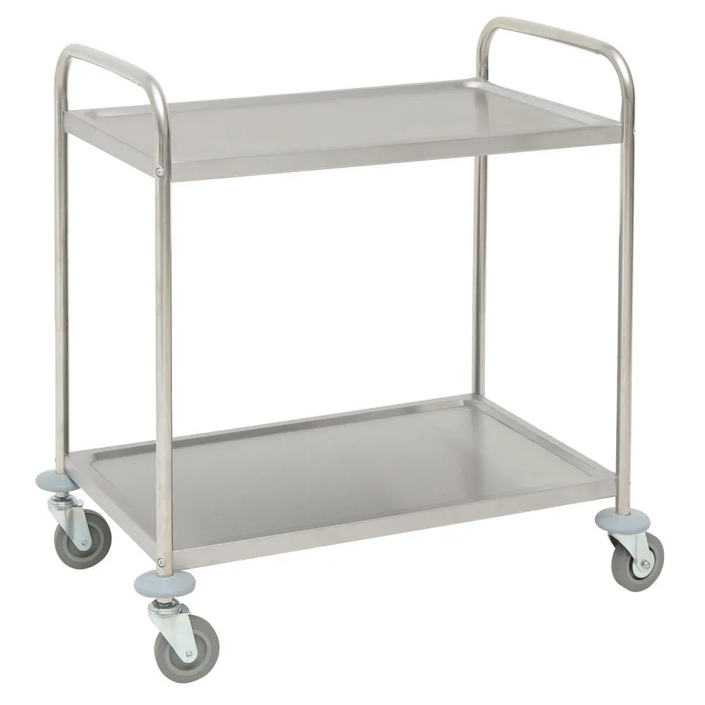 Hubert 72505 Medium 2-Shelf Stainless Steel Transport Trolley - 31-9/10" X 17-9/10" X 33-5/8"H