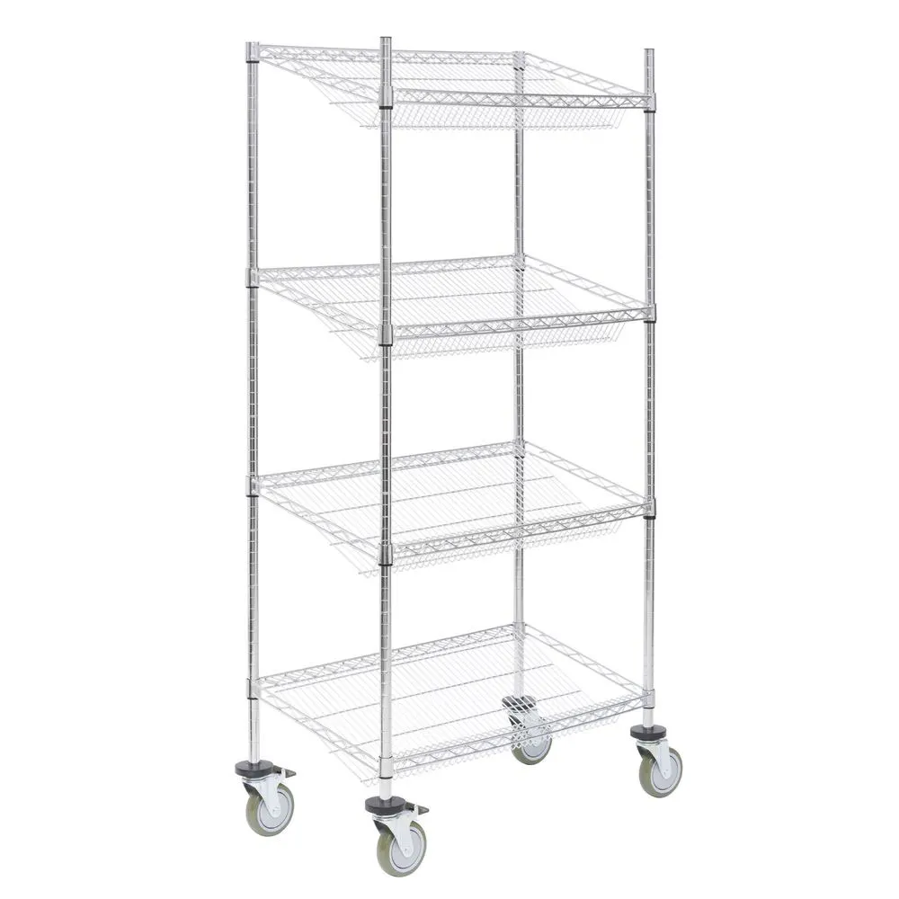 Hubert 75848 Chrome-Plated Steel 4-Tier Display Rack / Cart