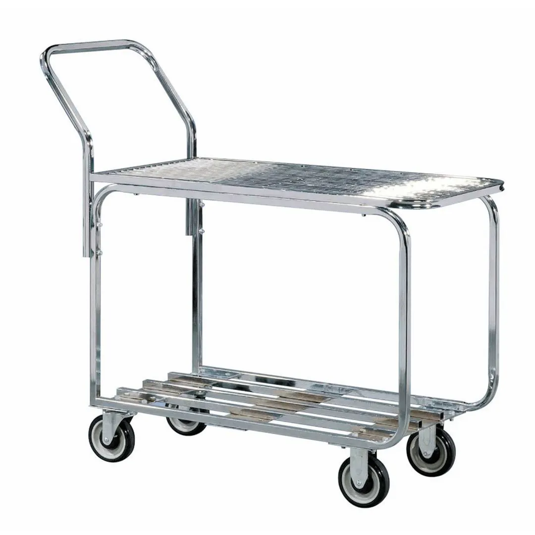 Hubert 80014 2-Shelf Plated Steel Wire Stock Cart - 27-1/2" x 16-3/4" x 32"