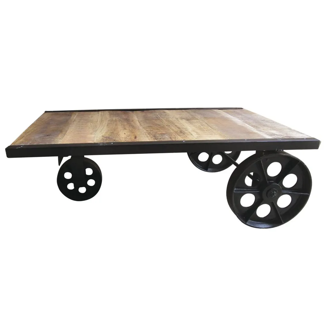 Hubert 81395 Black Iron Mobile Trolley Platform Industrial Chic Display - 39" x 23 1/2" x 13 1/5"